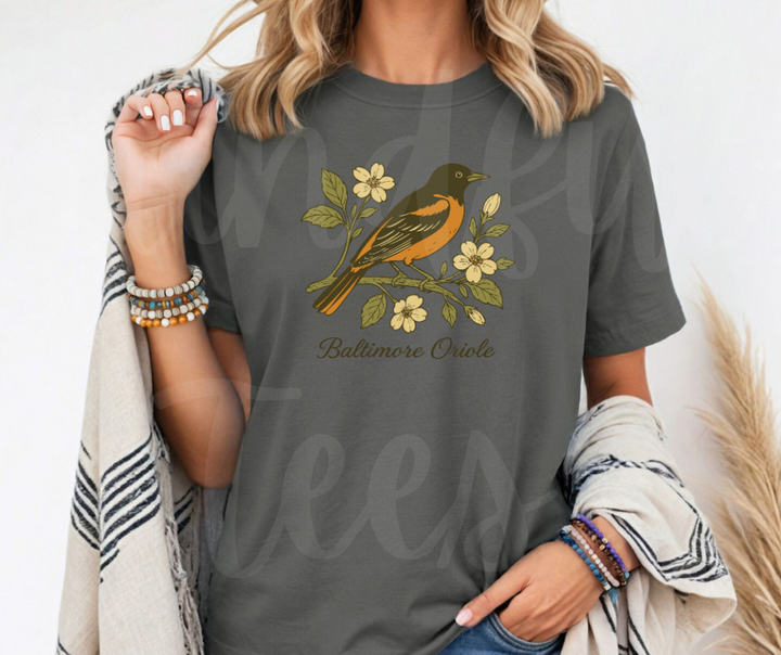 "Baltimore Oriole" Birdwatching Design Birds and Nature Inspired Unisex heavyweight t-shirt