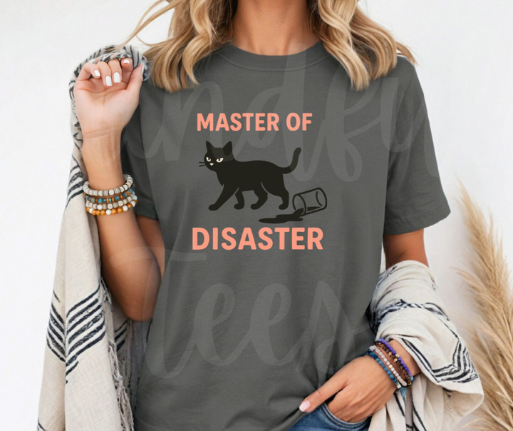"Master Of Disaster" Sarcastic Cat Design Unisex heavyweight t-shirt