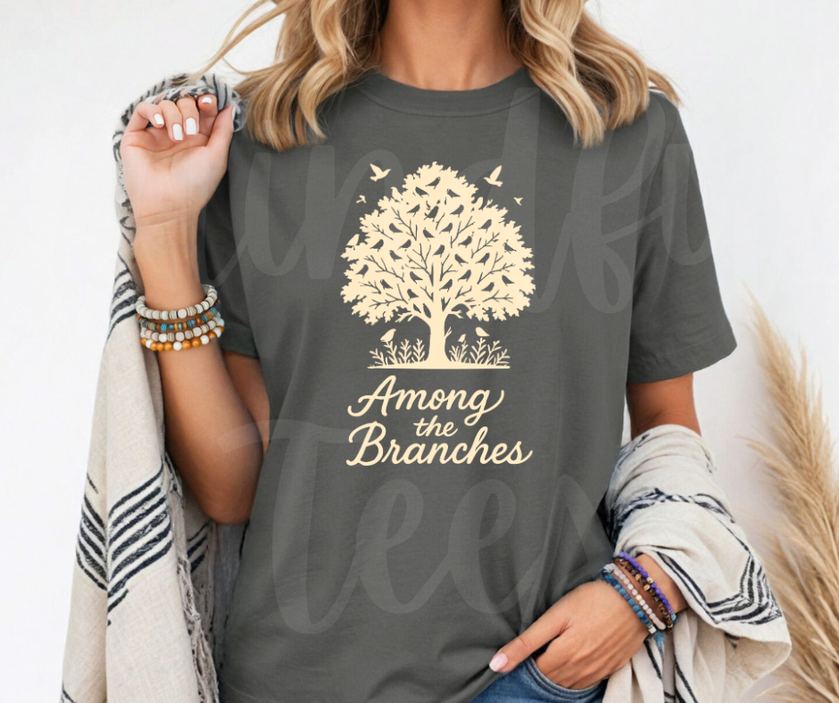 "Among The Branches" Birdwatching Design Birds and Nature Inspired Unisex heavyweight t-shirt