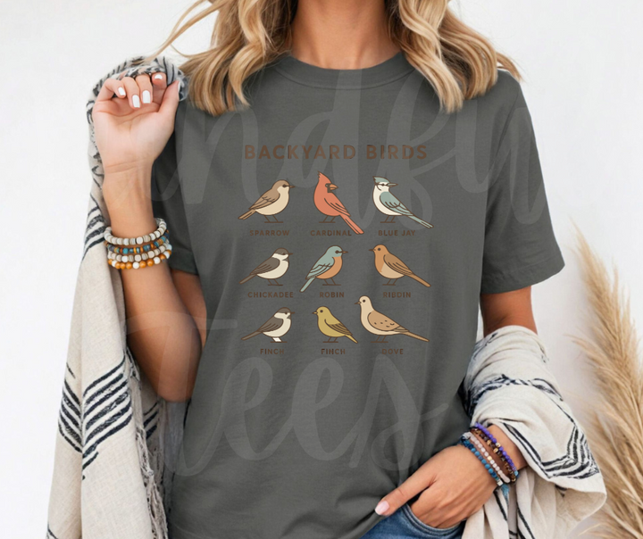 "Backyard Birds" Birdwatching Design Birds and Nature Inspired Unisex heavyweight t-shirt