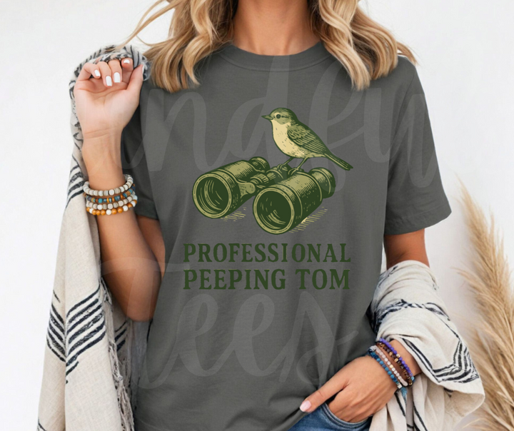 "Peeping Tom" Birdwatching Design Birds and Nature Inspired Unisex heavyweight t-shirt