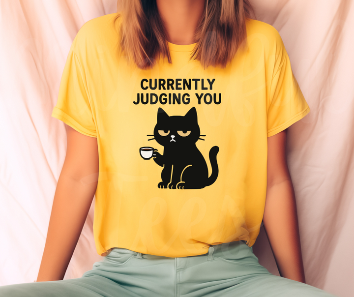 "Judging You" Sarcastic Cat Design Unisex heavyweight t-shirt