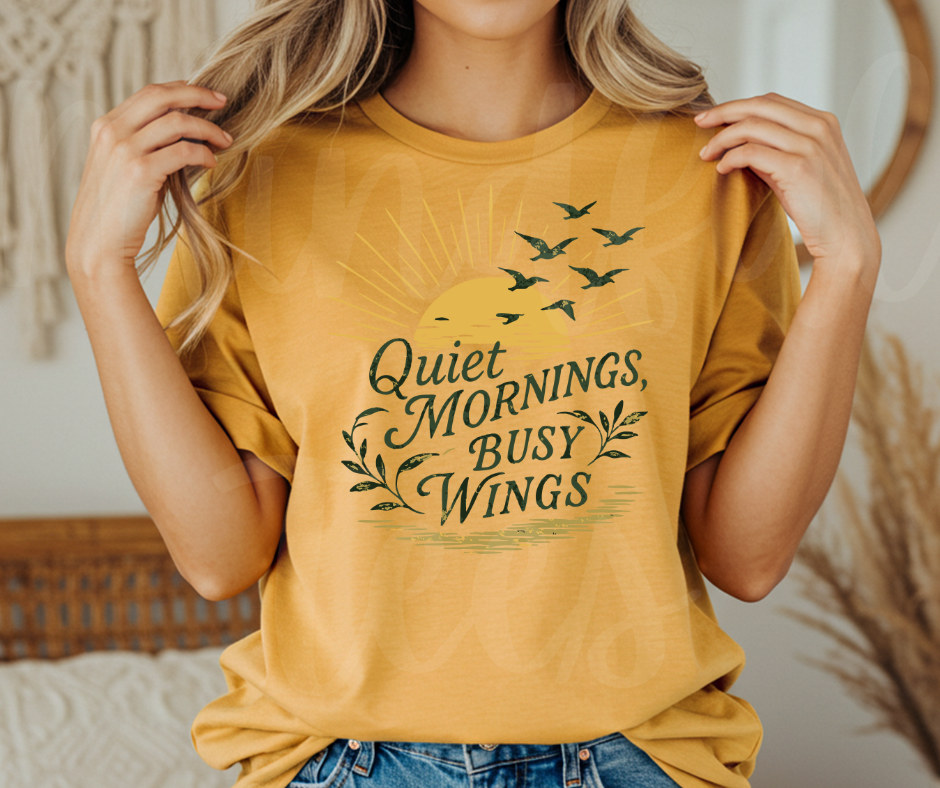 "Quiet Mornings" Birdwatching Design Birds and Nature Inspired Unisex heavyweight t-shirt