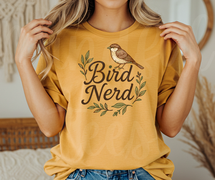 "Bird Nerd" Birdwatching Design Birds and Nature Inspired Unisex heavyweight t-shirt