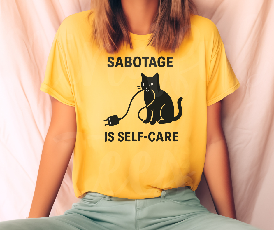 "Self Care" Sarcastic Cat Design Unisex heavyweight t-shirt