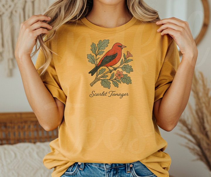 "Scarlet Tanager" Birdwatching Design Birds and Nature Inspired Unisex heavyweight t-shirt