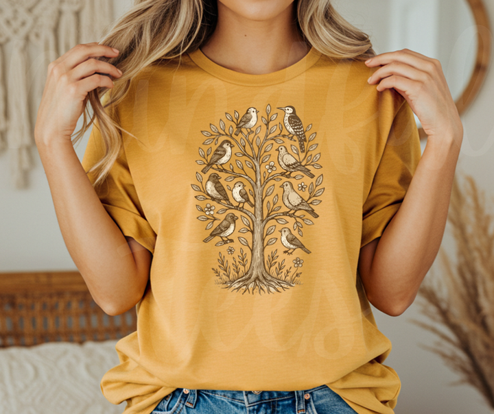 "Tree of Life" Birdwatching Design Birds and Nature Inspired Unisex heavyweight t-shirt