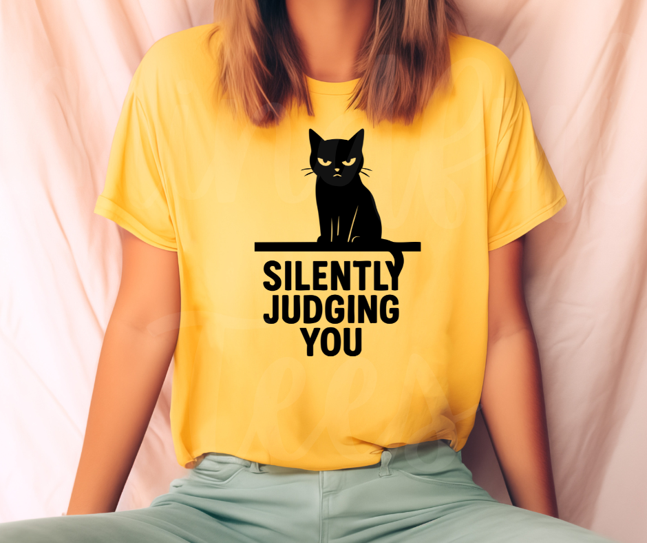"Silently Judging" Sarcastic Cat Design Unisex heavyweight t-shirt
