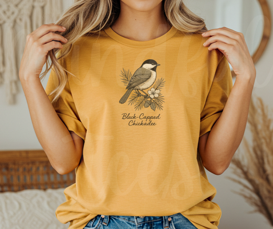 "Black-Capped Chikadee" Birdwatching Design Birds and Nature Inspired Unisex heavyweight t-shirt