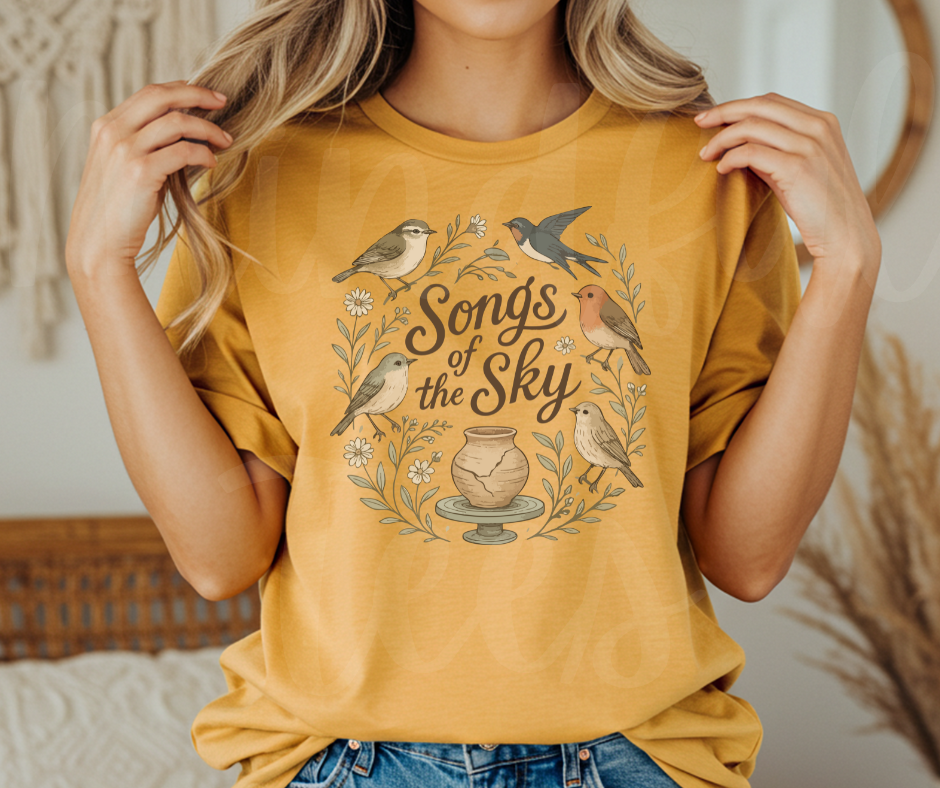 "Songs of the Sky" Birdwatching Design Birds and Nature Inspired Unisex heavyweight t-shirt