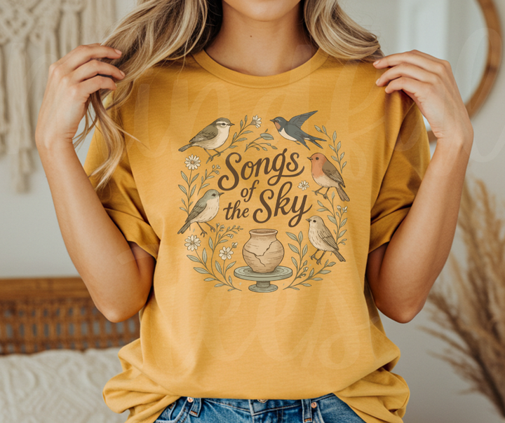 "Songs of the Sky" Birdwatching Design Birds and Nature Inspired Unisex heavyweight t-shirt