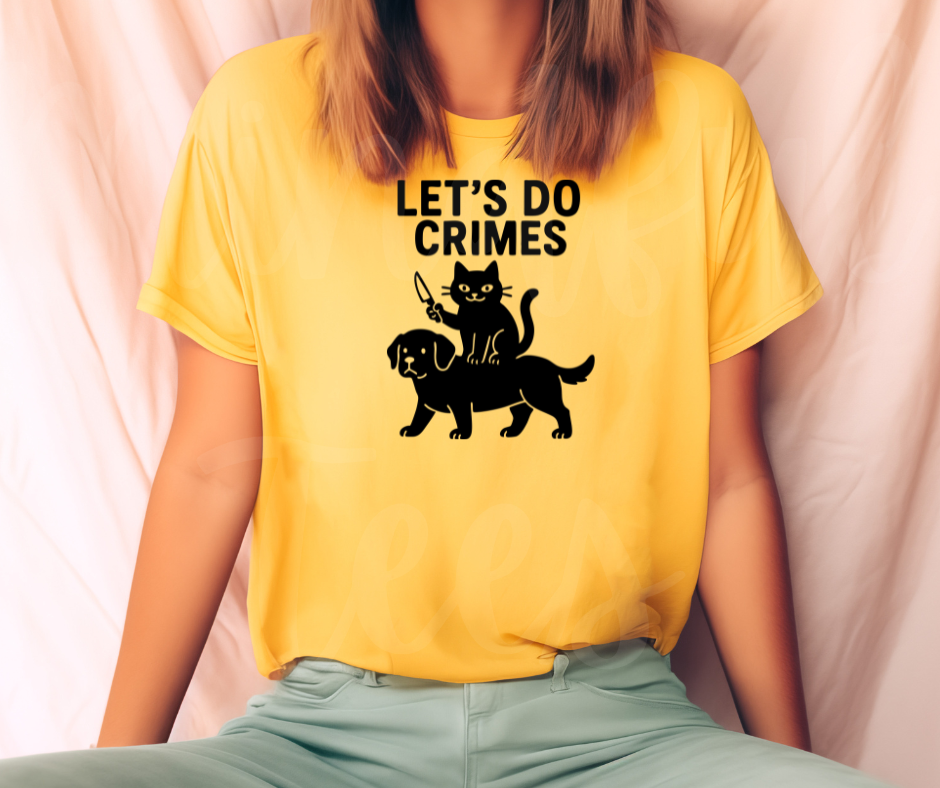 "Let's Do Crimes" Sarcastic Cat Design Unisex heavyweight t-shirt
