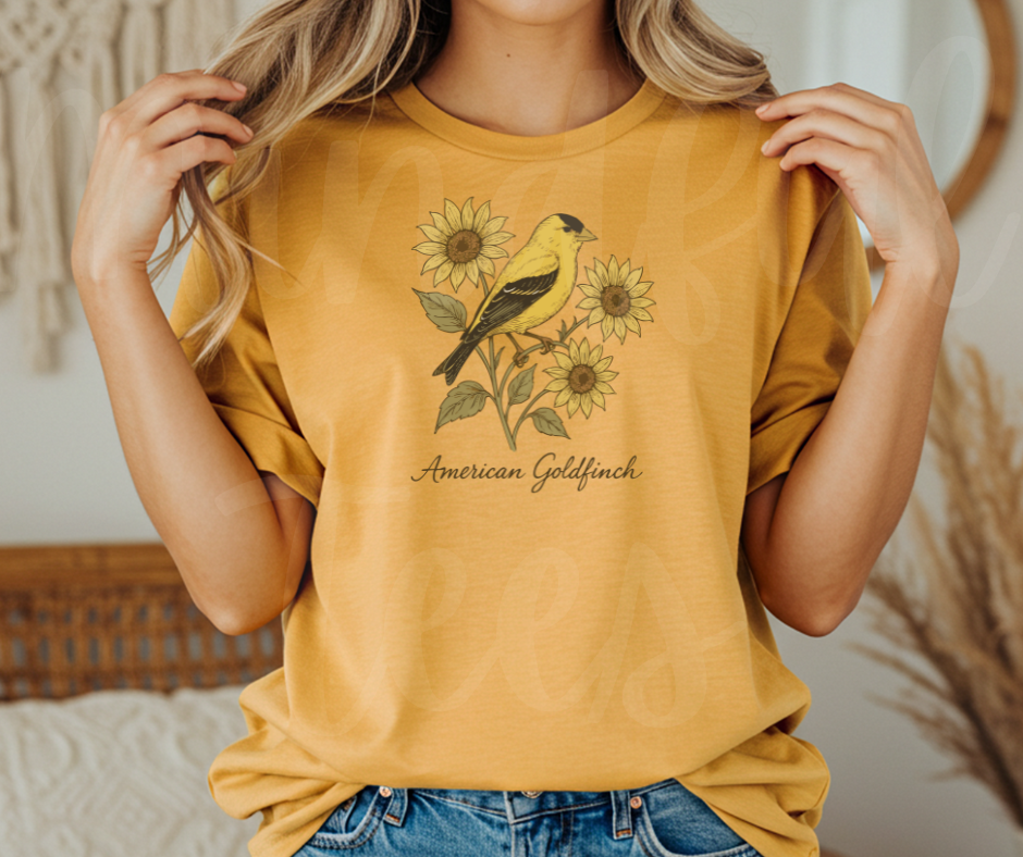 "American Goldfinch" Birdwatching Design Birds and Nature Inspired Unisex heavyweight t-shirt