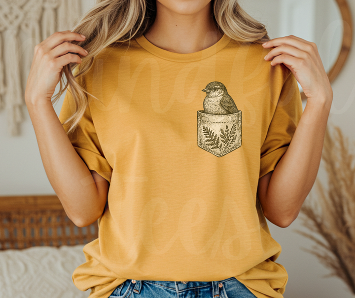 "Pocket Bird" Birdwatching Design Birds and Nature Inspired Unisex heavyweight t-shirt