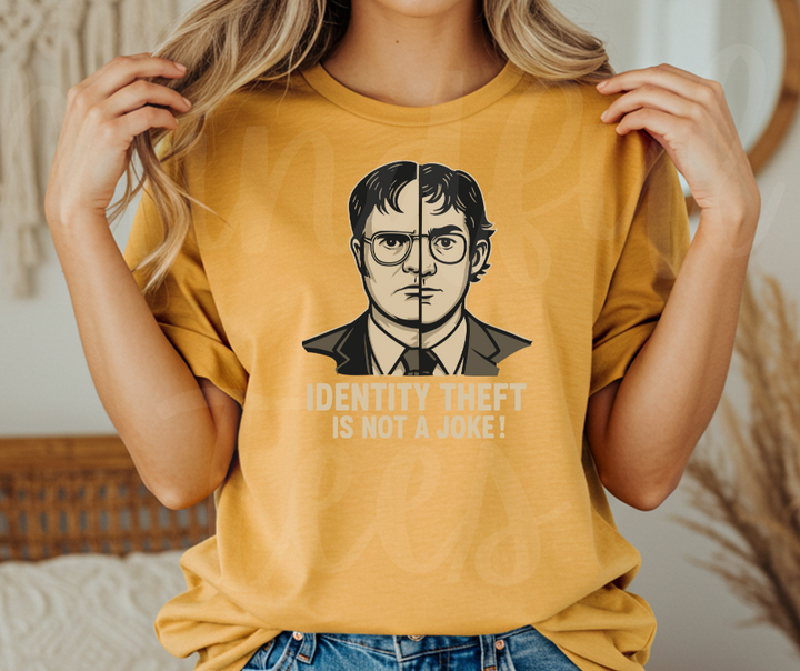 "Identity Theft" Sarcastic Design The Office Inspired Unisex heavyweight t-shirt