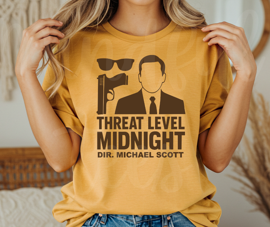 "Threat Level Midnight" Sarcastic Design The Office Inspired Unisex heavyweight t-shirt
