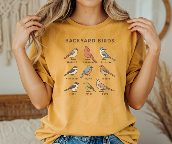 "Backyard Birds" Birdwatching Design Birds and Nature Inspired Unisex heavyweight t-shirt