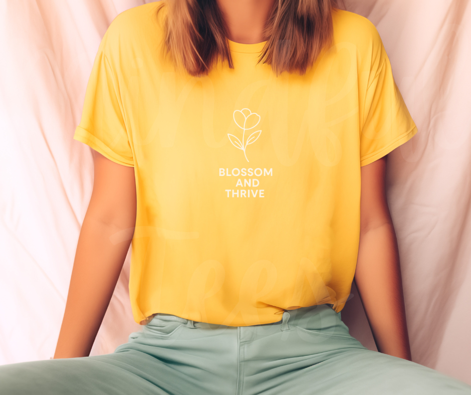 "Blossom And Thrive" Funny Plant Lover Tee Design Unisex heavyweight t-shirt