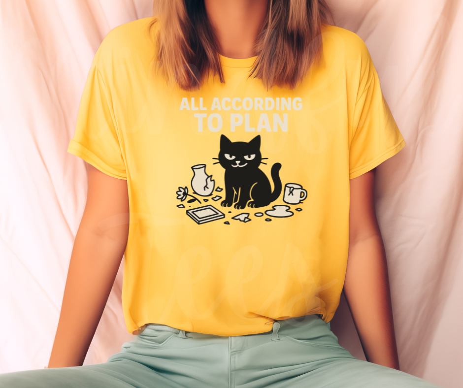 "All According to Plan" Sarcastic Cat Design Unisex heavyweight t-shirt
