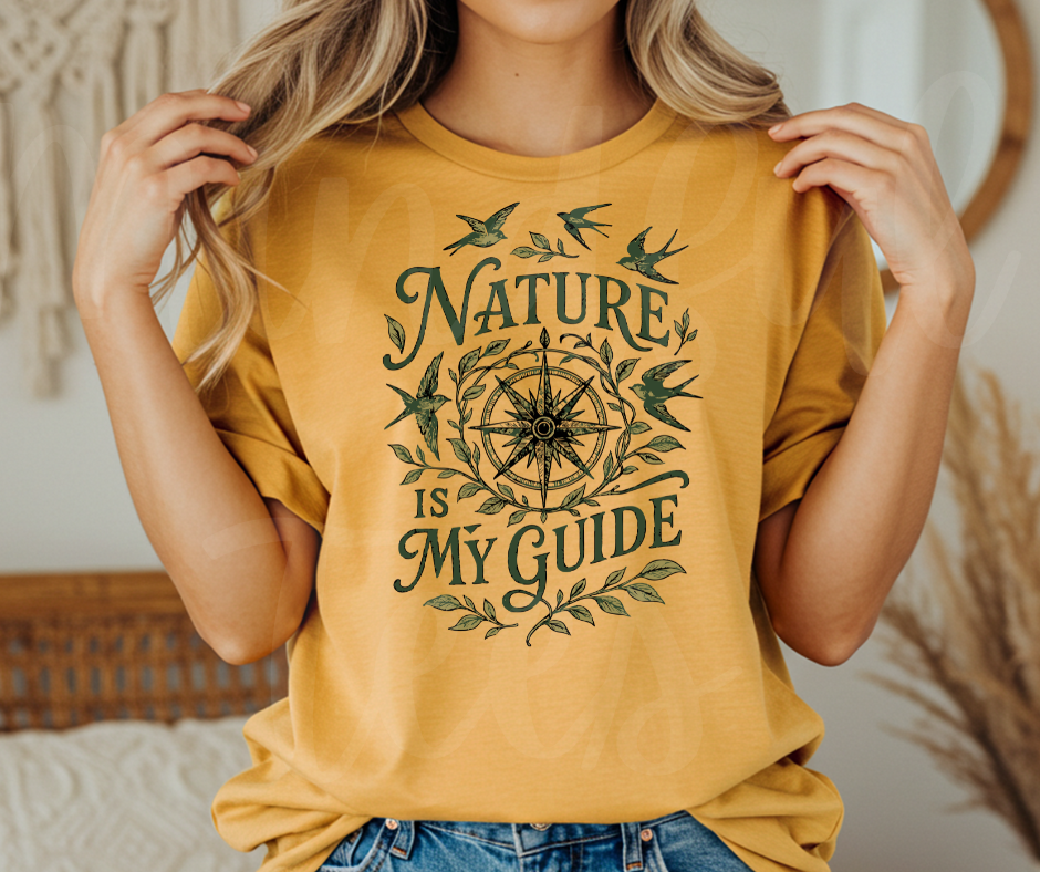 "Nature Is My Guide" Birdwatching Design Birds and Nature Inspired Unisex heavyweight t-shirt