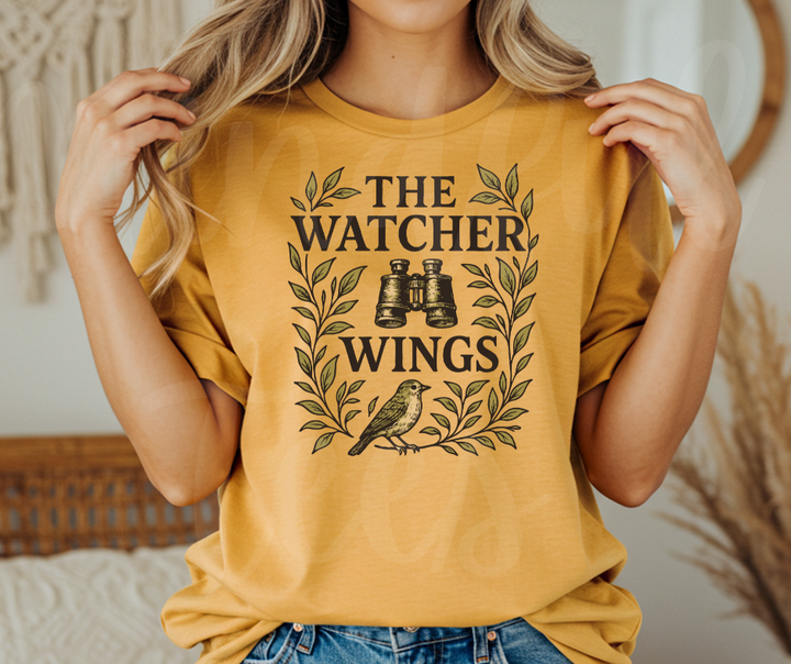"The Watcher Wings" Birdwatching Design Birds and Nature Inspired Unisex heavyweight t-shirt