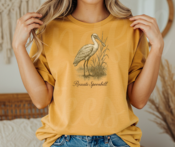 "Roseate Spoonbill" Birdwatching Design Birds and Nature Inspired Unisex heavyweight t-shirt
