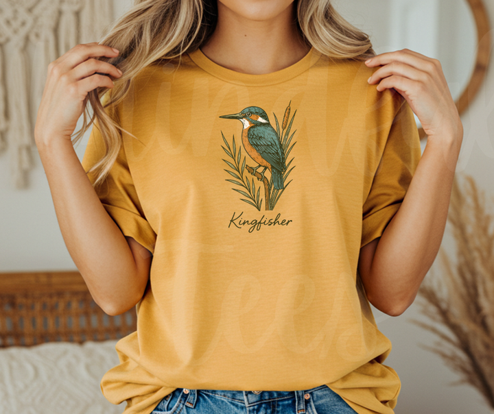 "Kingfisher" Birdwatching Design Birds and Nature Inspired Unisex heavyweight t-shirt