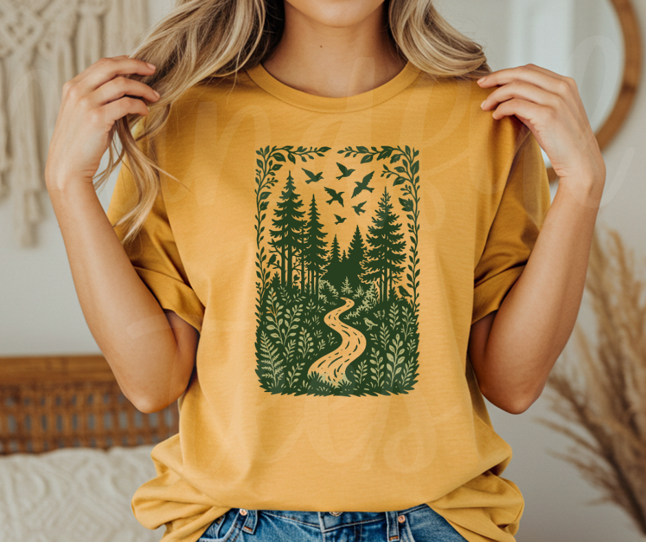 "The Path" Birdwatching Design Birds and Nature Inspired Unisex heavyweight t-shirt