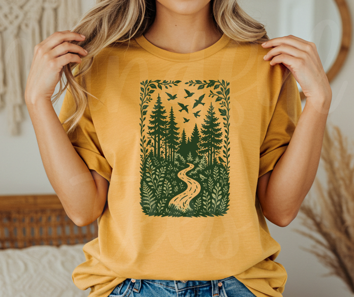 "The Path" Birdwatching Design Birds and Nature Inspired Unisex heavyweight t-shirt