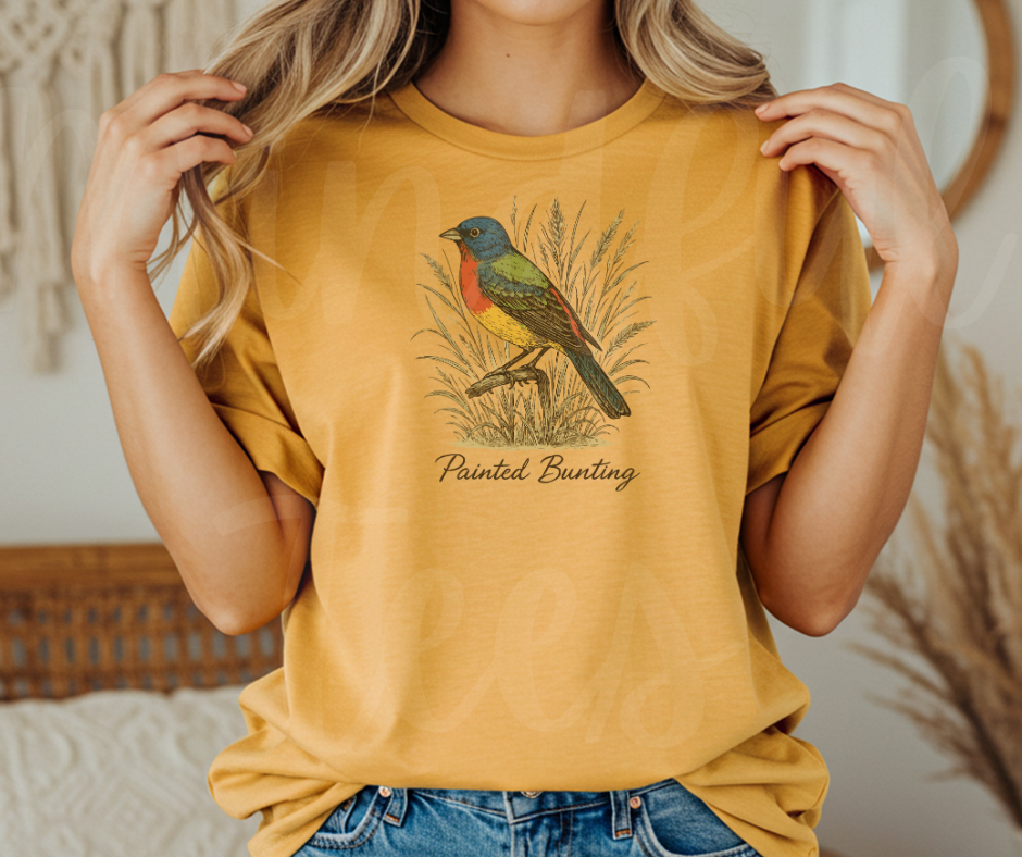 "Pointed Bunting" Birdwatching Design Birds and Nature Inspired Unisex heavyweight t-shirt