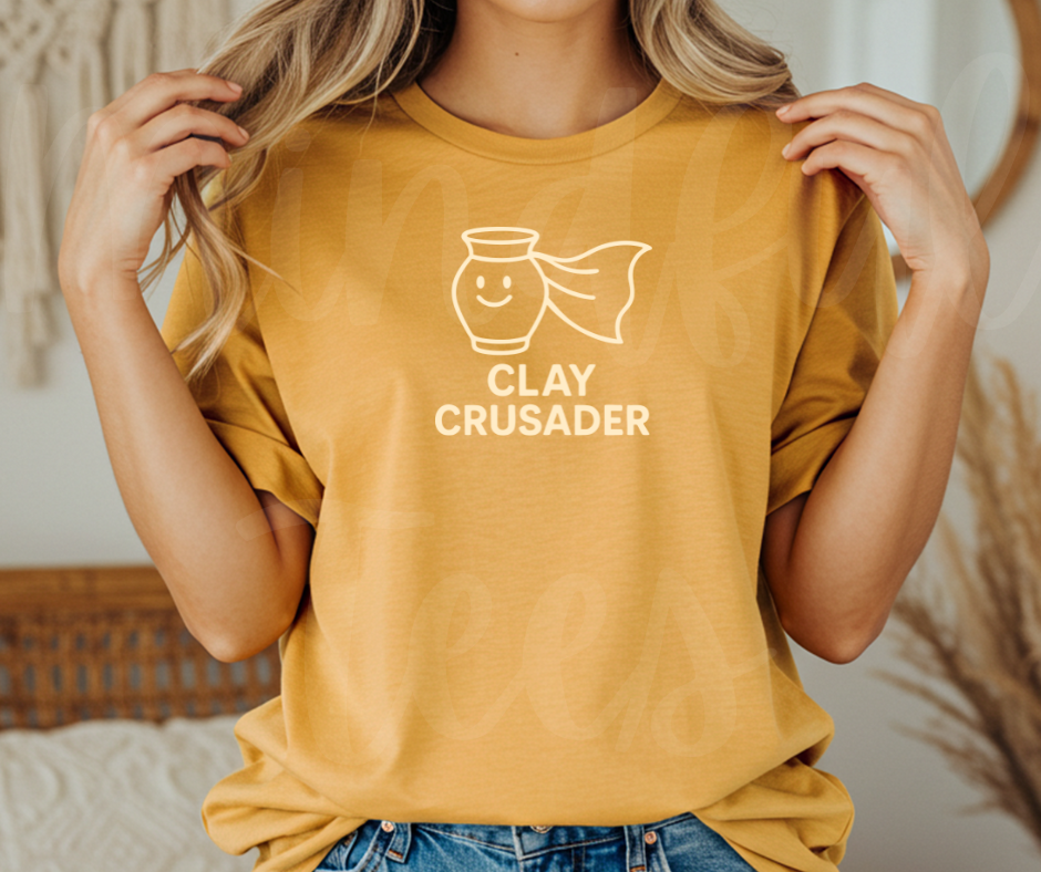 "Clay Crusader" Funny Design Pottery Clay Hobby Inspired Unisex heavyweight t-shirt