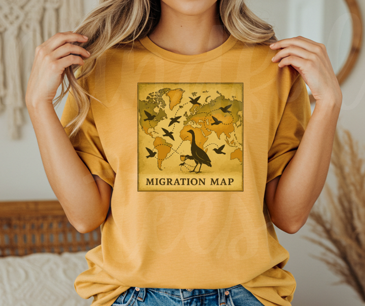 "The Map" Birdwatching Design Birds and Nature Inspired Unisex heavyweight t-shirt