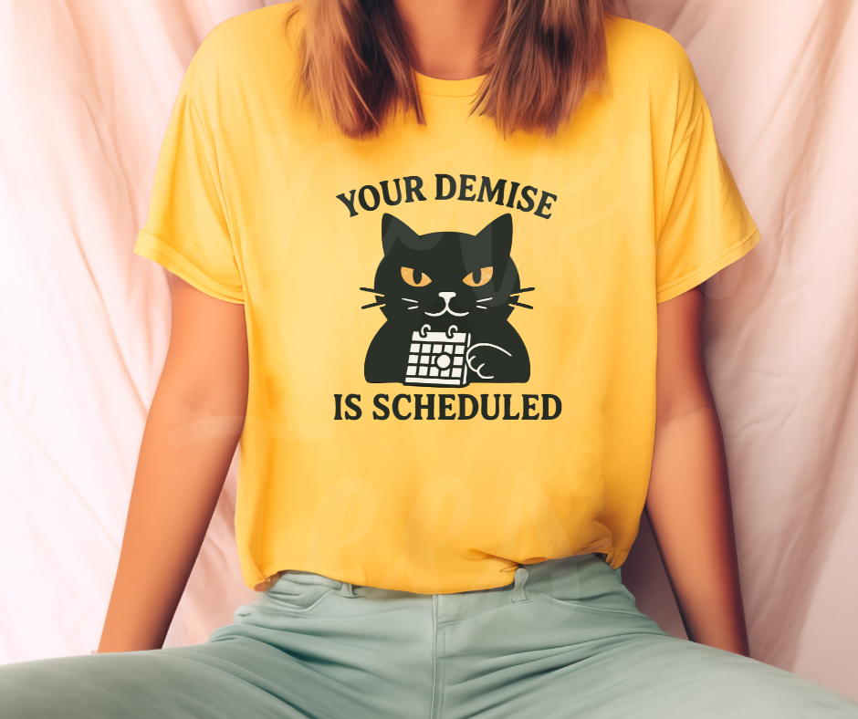 "Your Demise" Sarcastic Cat Design Unisex heavyweight t-shirt