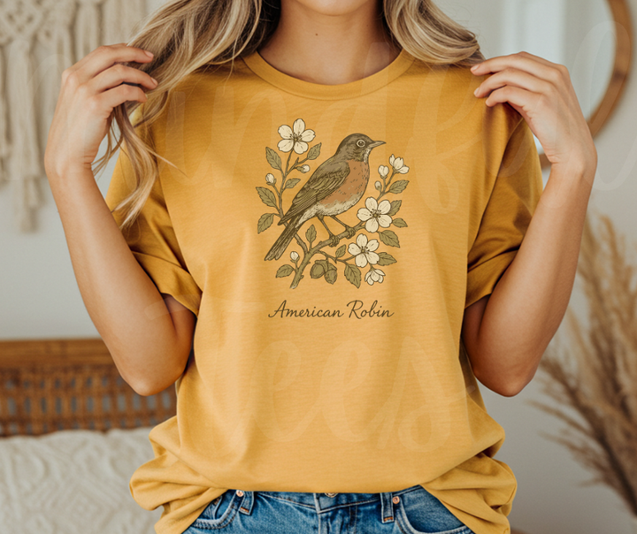 "American Robin" Birdwatching Design Birds and Nature Inspired Unisex heavyweight t-shirt