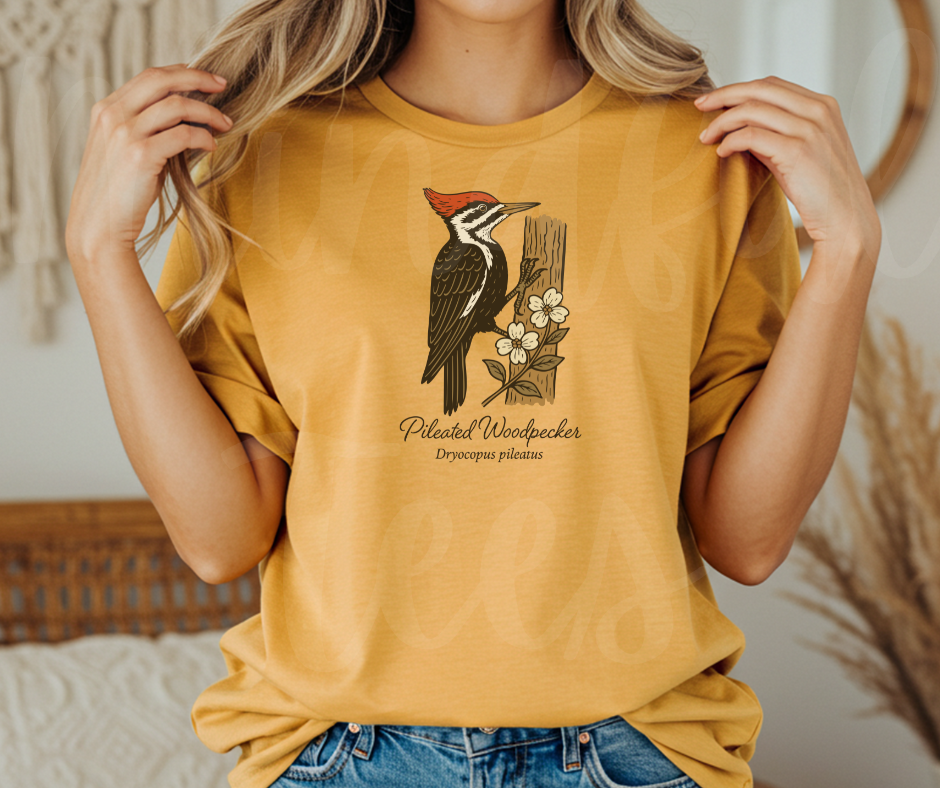 "Pileated Woodpecker" Birdwatching Design Birds and Nature Inspired Unisex heavyweight t-shirt