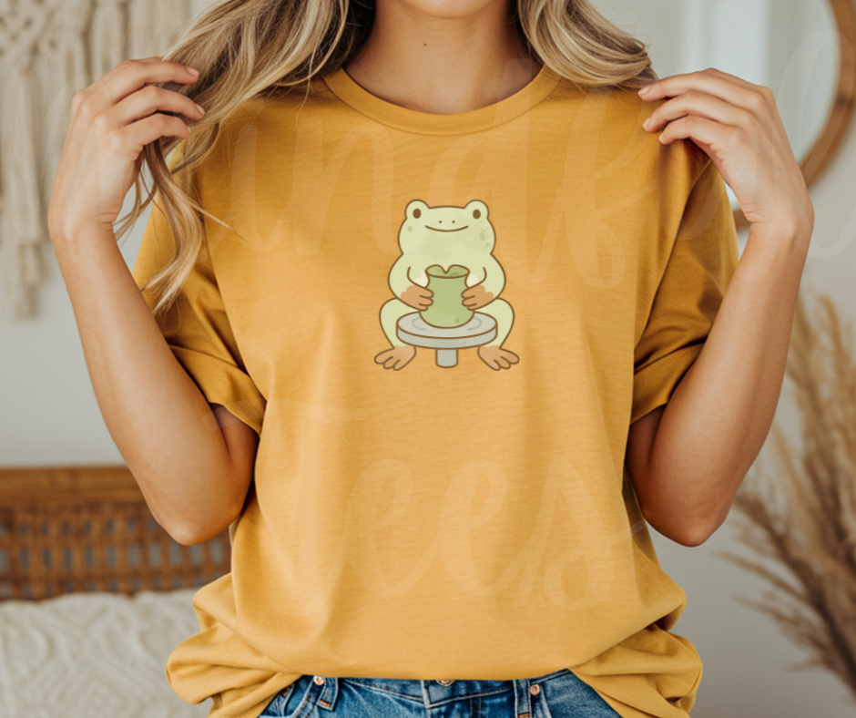 "Cute Frog" Funny Design Pottery Clay Hobby Inspired Unisex heavyweight t-shirt