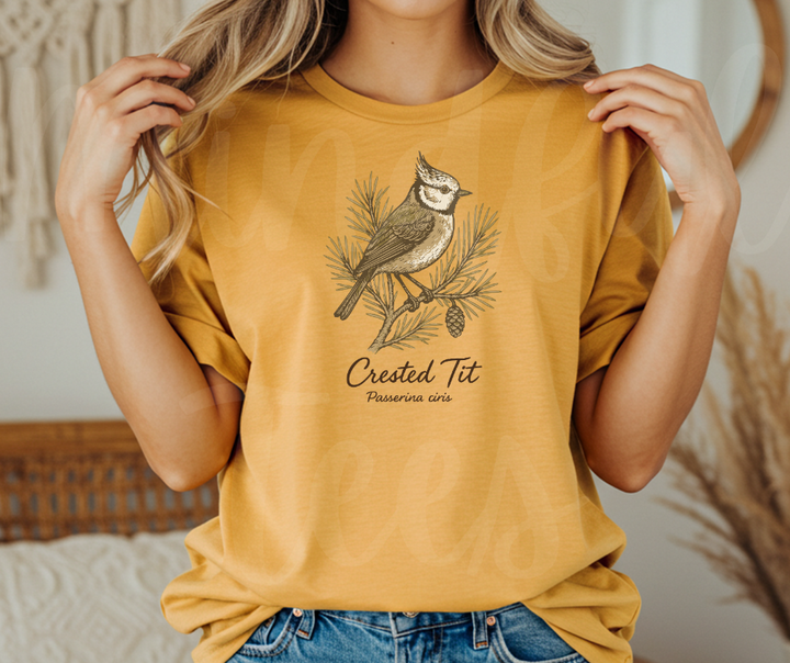 "Crested Tit" Birdwatching Design Birds and Nature Inspired Unisex heavyweight t-shirt