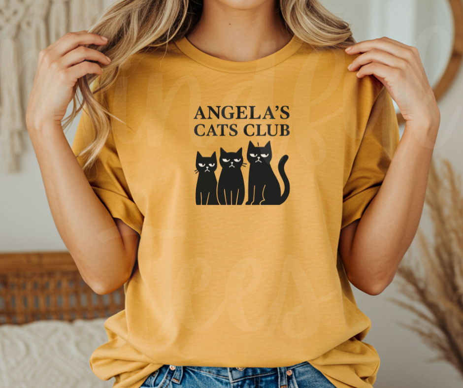 "Angela's Cat Club" Sarcastic Design The Office Inspired Unisex heavyweight t-shirt