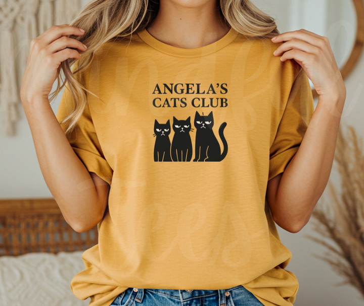 "Angela's Cat Club" Sarcastic Design The Office Inspired Unisex heavyweight t-shirt