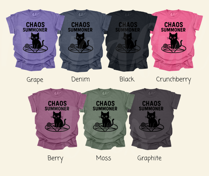 "Chaos Summoner" Sarcastic Cat Design Unisex heavyweight t-shirt
