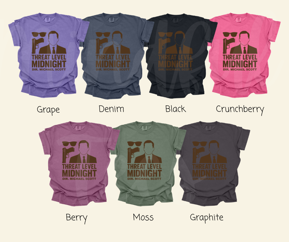 "Threat Level Midnight" Sarcastic Design The Office Inspired Unisex heavyweight t-shirt