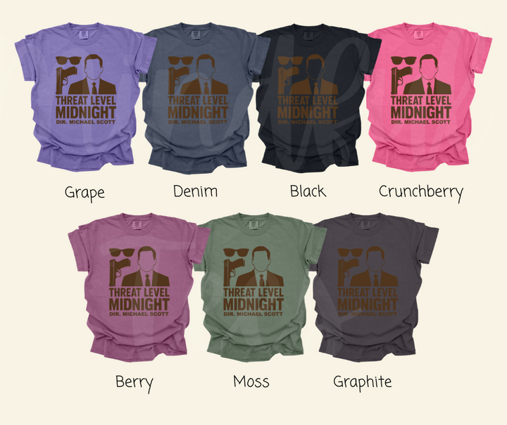 "Threat Level Midnight" Sarcastic Design The Office Inspired Unisex heavyweight t-shirt