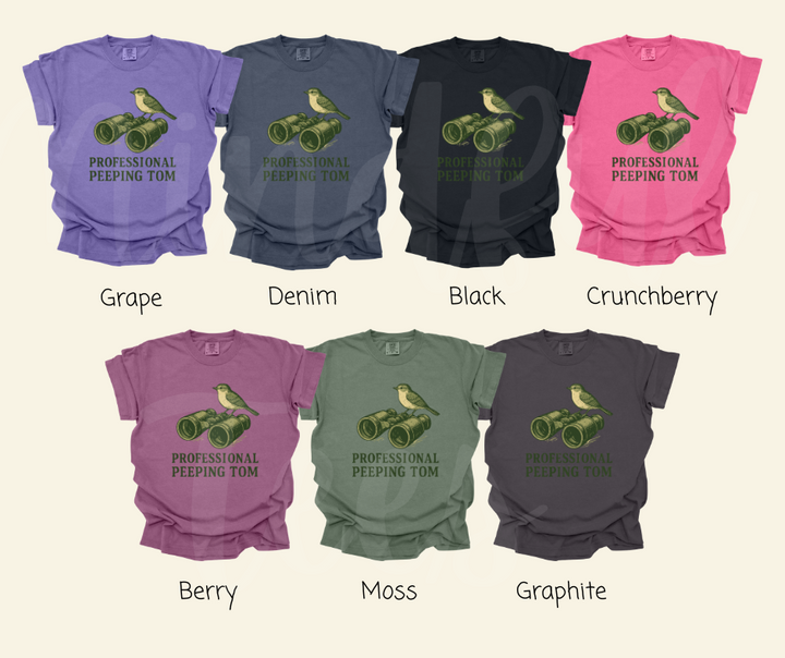 "Peeping Tom" Birdwatching Design Birds and Nature Inspired Unisex heavyweight t-shirt