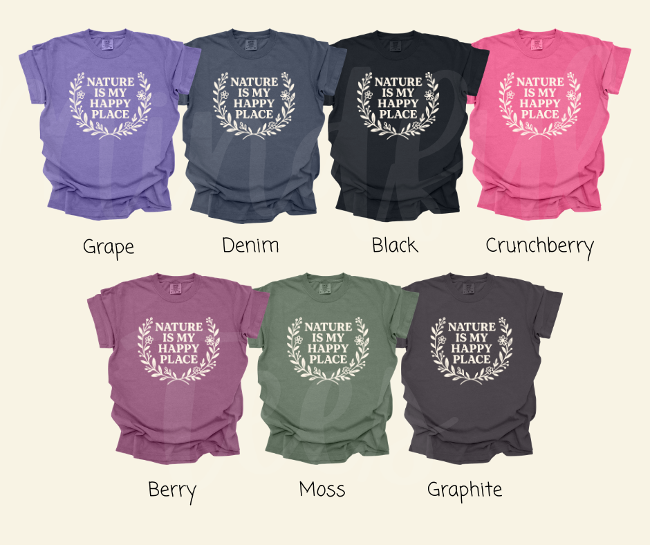 "Nature Is My Happy Place" Funny Plant Lover Tee Design Unisex heavyweight t-shirt