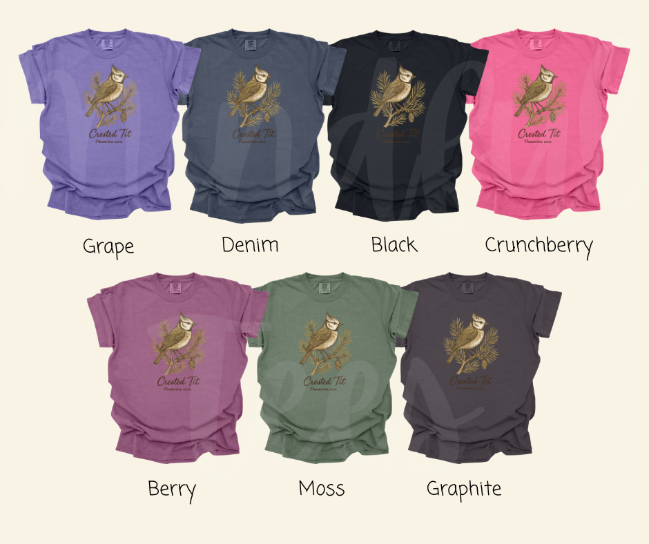 "Crested Tit" Birdwatching Design Birds and Nature Inspired Unisex heavyweight t-shirt