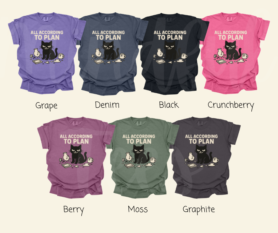 "All According to Plan" Sarcastic Cat Design Unisex heavyweight t-shirt
