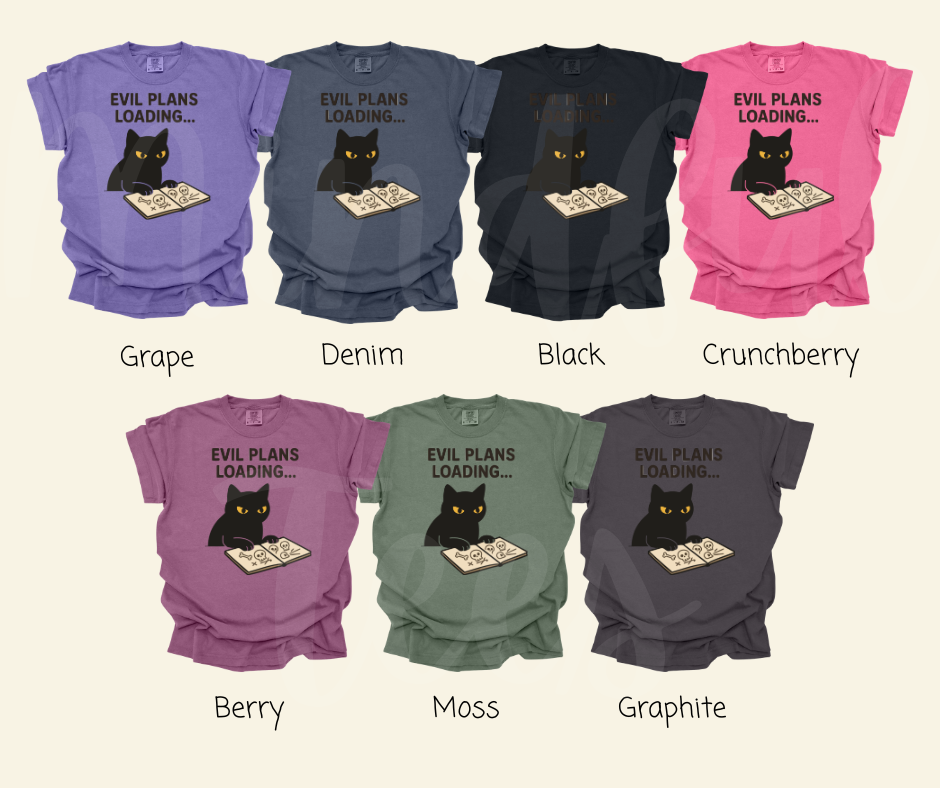"Evil Plans Loading" Sarcastic Cat Design Unisex heavyweight t-shirt