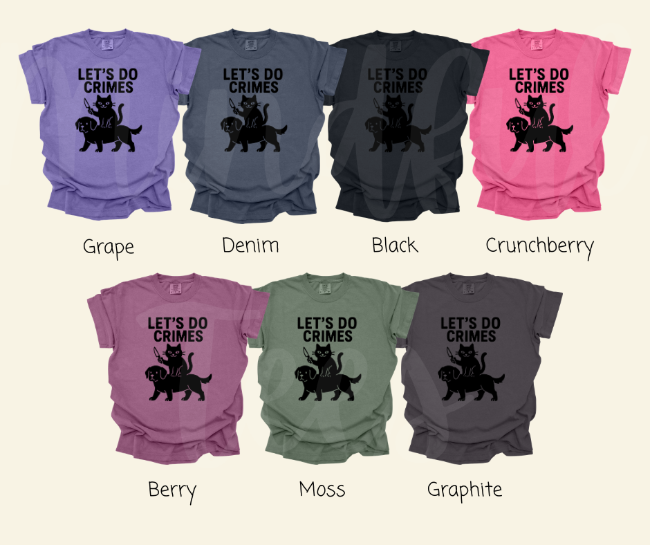 "Let's Do Crimes" Sarcastic Cat Design Unisex heavyweight t-shirt