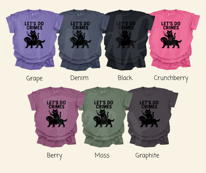 "Let's Do Crimes" Sarcastic Cat Design Unisex heavyweight t-shirt