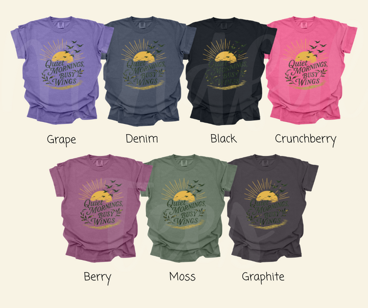 "Quiet Mornings" Birdwatching Design Birds and Nature Inspired Unisex heavyweight t-shirt